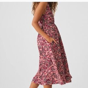 Faherty Womens Isha Midi Dress Rose Desert Bloom Small Linen Boho Cottage Flowy